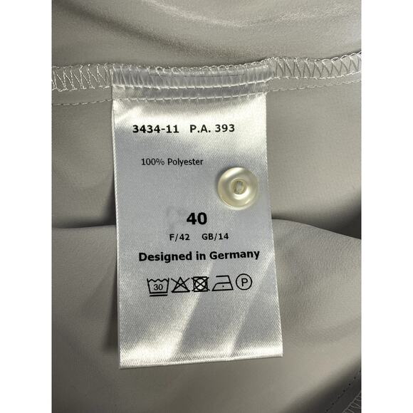 SOMMER MANN Long Sleeve Button Down Padded Shoulder Tie Neck Blouse Size 40 - Picture 9 of 11